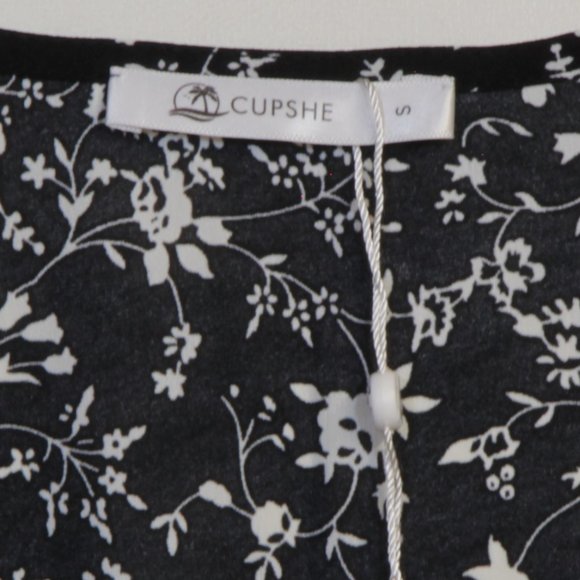 Cupshe Black and White Long Sleeve Ditsy Flowered Vine Mini Dress Size Small NWT - Picture 3 of 7